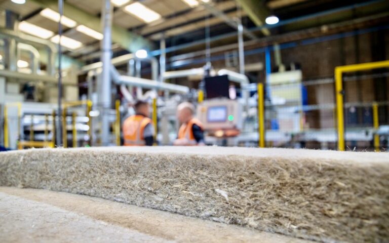 Natural fibre insulation batts in production at the IndiNature mill